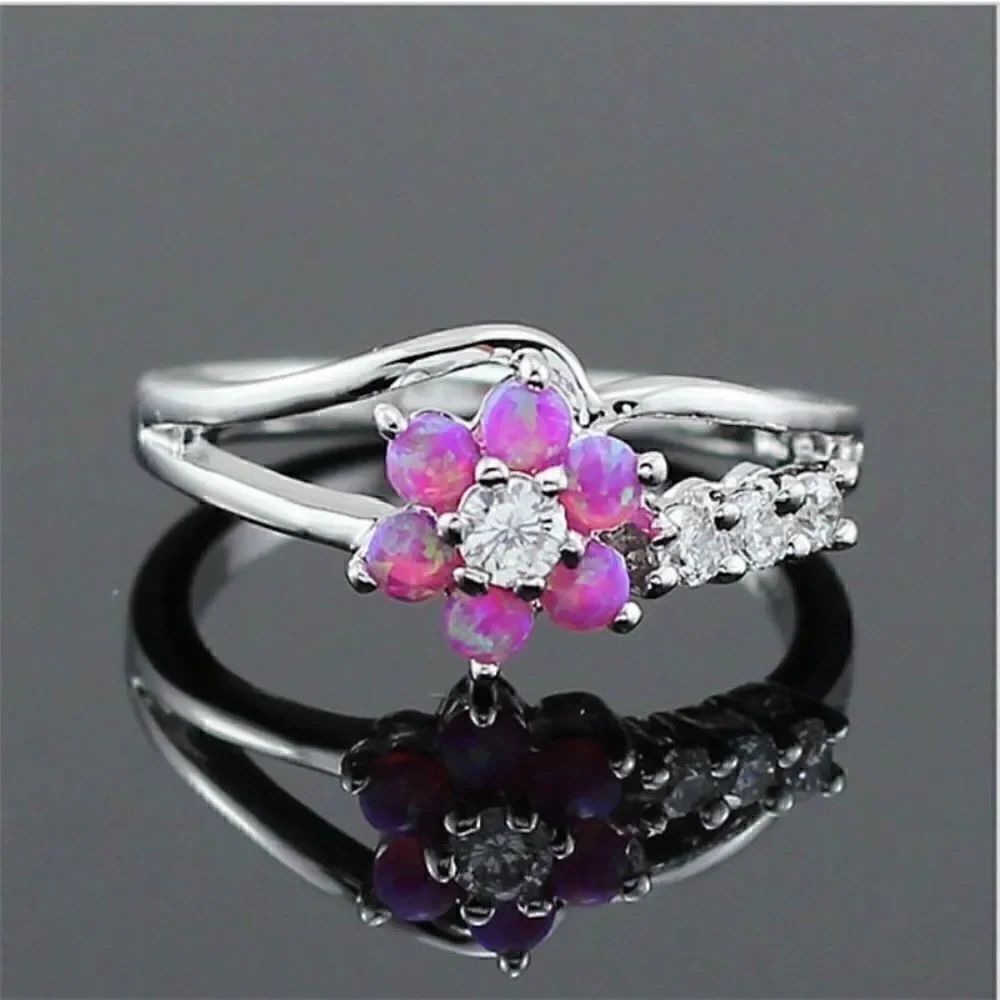 Australian Crystal Pink Flower Ring